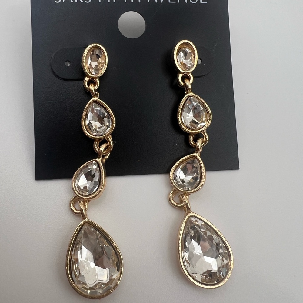 Saks Fifth Avenue Gold and Silver Crystal Earrings - Picture 5 of 9